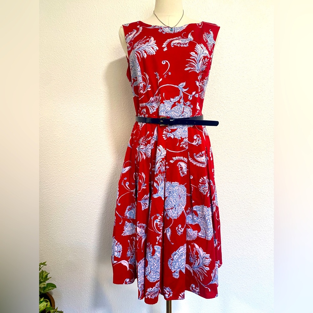 Elegant Red Floral Dress
